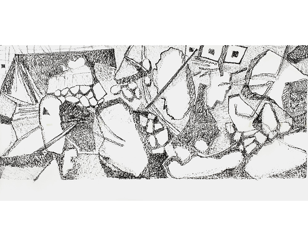 Das Gedächtnis der Stadt (Nr. 6),  2012, Grafit und Ölstick auf Papier, 200 x 400 cm