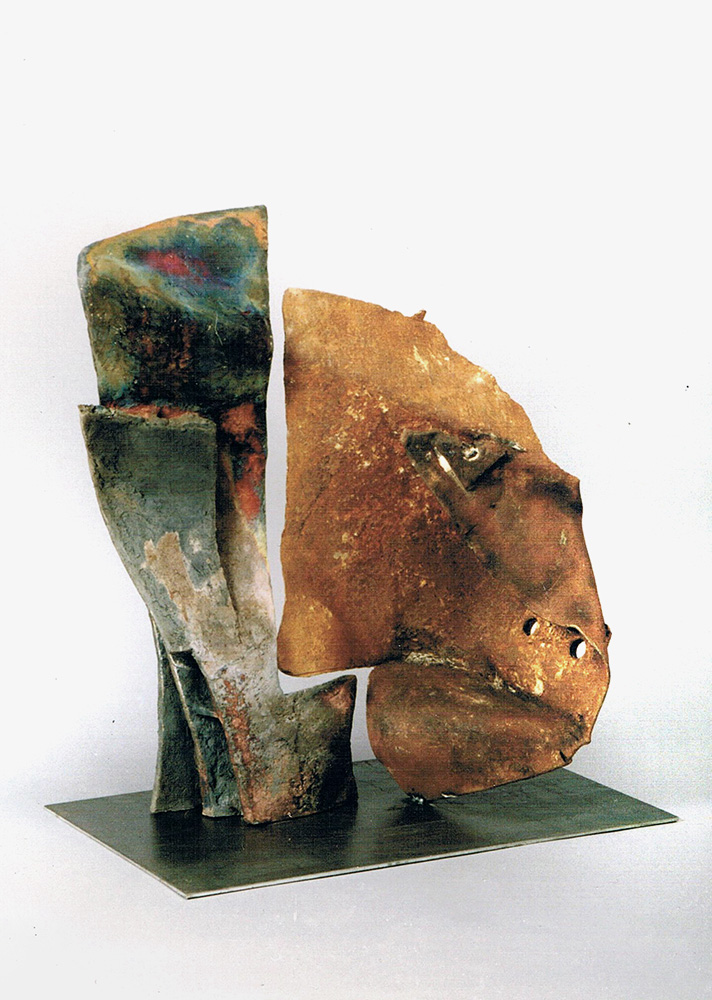 Dialog, 1997, Ton, Raku, Stahl, 79 x 68 x 40 cm