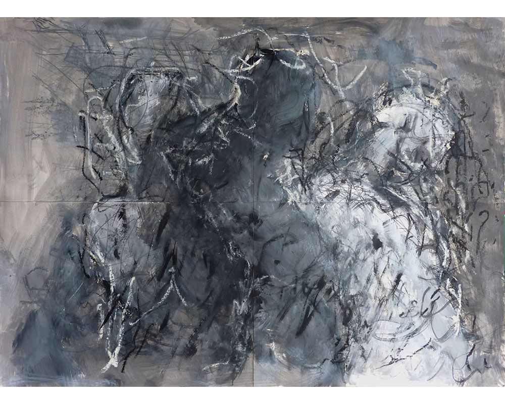Gestisch (13), 1999, Grafit, Ölstick und Tusche auf Papier, 84 x 118 cm
