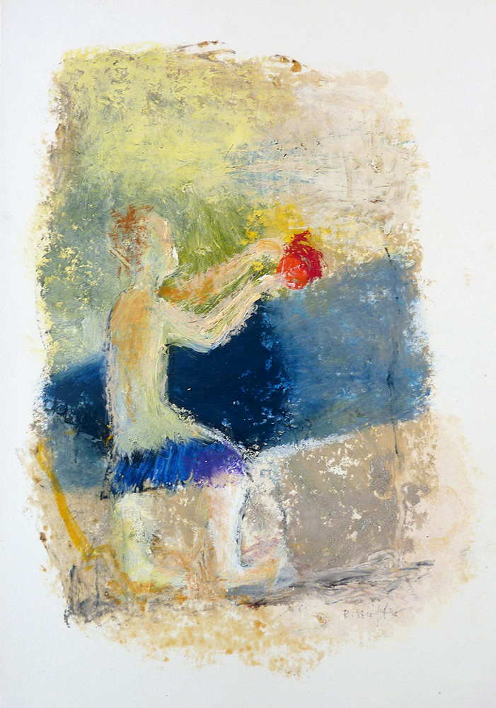 Roter Ball, 2011, Grafit und Ölstick auf Papier, 29,7 x 21 cm