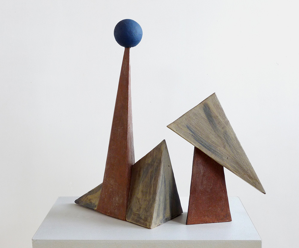 Objekt, 1995, Ton, bemalt, zweiteilig, 40 x 24 x 13 cm und 26 x 19 x 10 cm