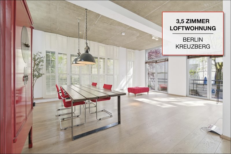 Loftgefühl im Gartenhaus: 3,5 Zimmer mit großer Terrasse in Berlin-Kreuzberg