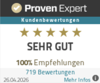 Proven Expert: Sehr gut - 5 Sterne Siegel