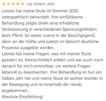 Pferdeosteopathie Hamburg Rissen Leonie Johannink Empfehlung für beste Behandlung