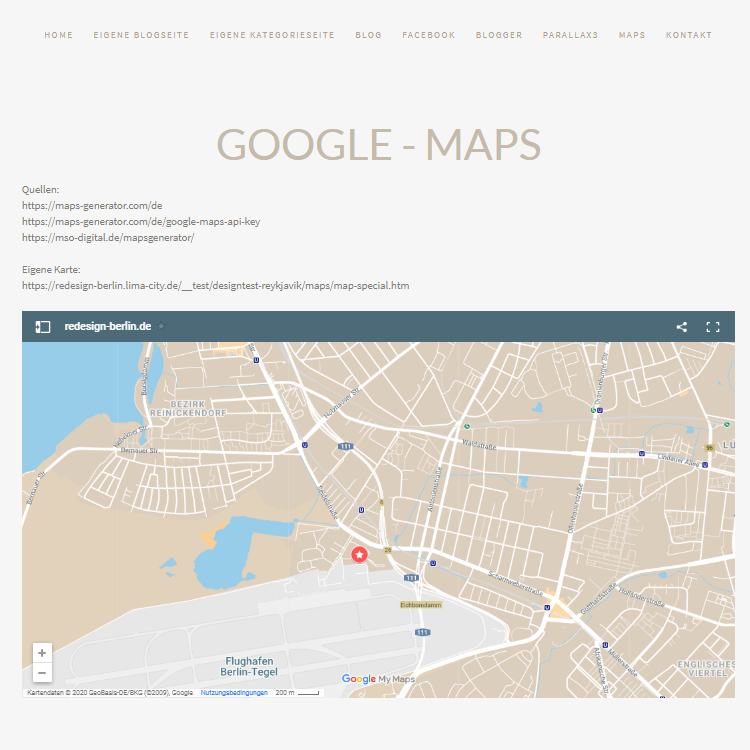 Eigene GoogleMaps Karten Beispielseiten redesignberlin.de