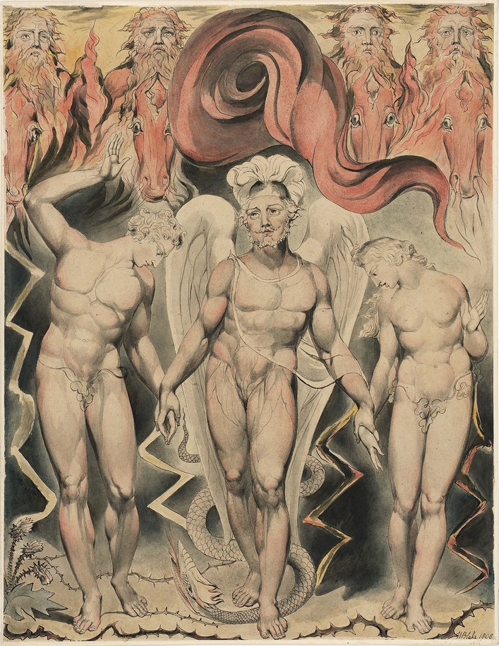 W. Blake, "Espulsione di Adamo ed Eva dal Giardino dell'Eden" (1808)