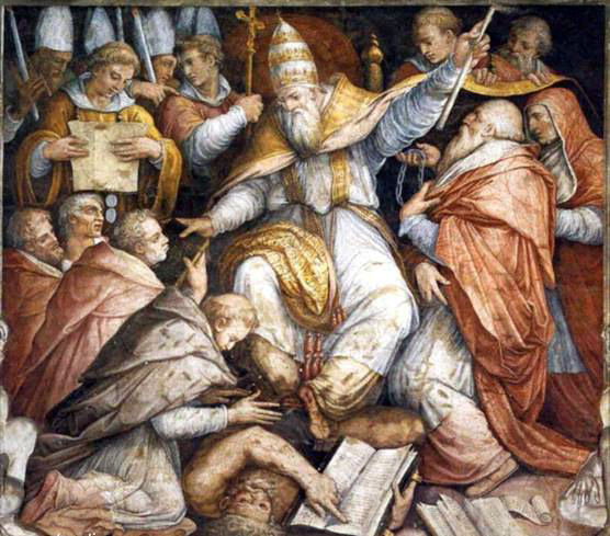 Giorgio Vasari, "Papa Gregorio IX scomunica a Federico II", Palazzi Vaticani