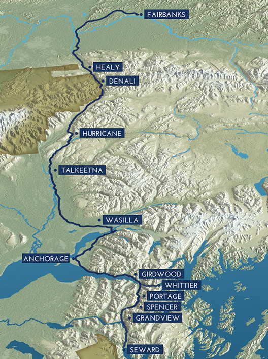 Streckenkarte der Alaska Railroad