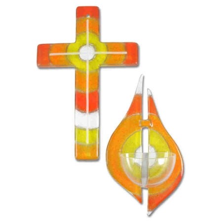 Glas-Set Kreuz und passendes Weihwasser-Gefäss