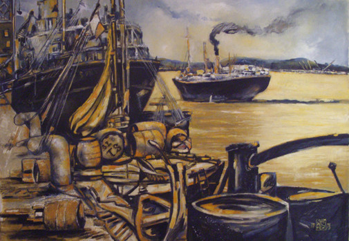 Le port de Bordeaux, huile sur toile (90x60)