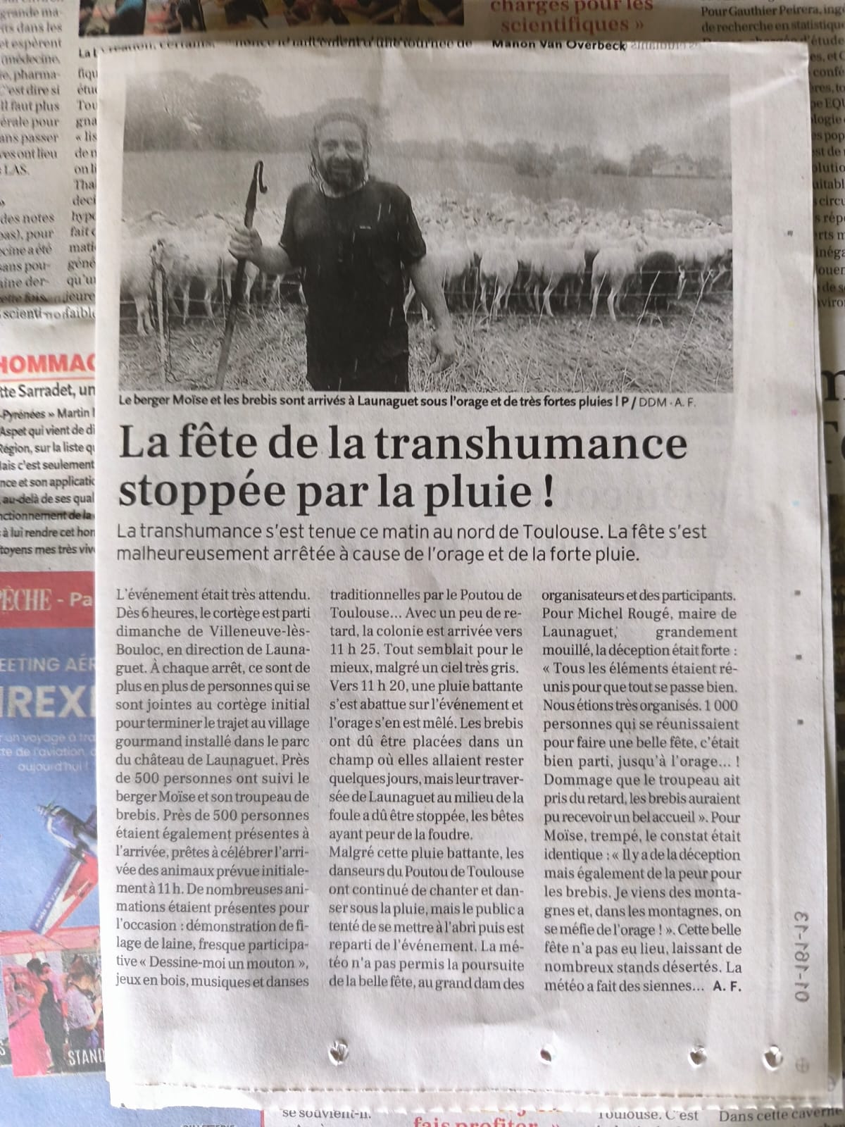 Zut, gros orage ! (article de La Dépêche)