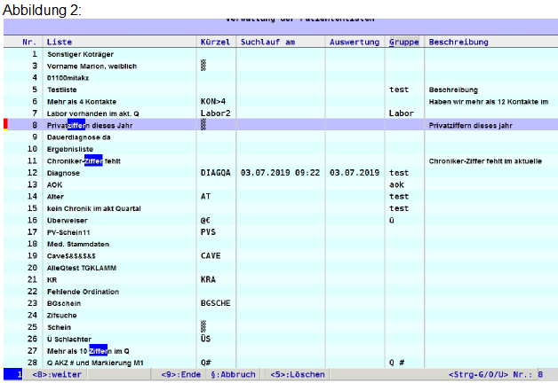 abasoft EDV Programme GmbH EVA Praxissoftware Tipp der Woche Suche nach PAL Liste über Listennamen