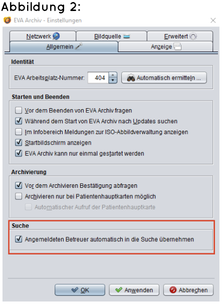 abasoft EVA Praxissoftware Arztsoftware EVA Archiv Betreuer Kürzel Betreuerkürzel Deaktivieren Aktivieren