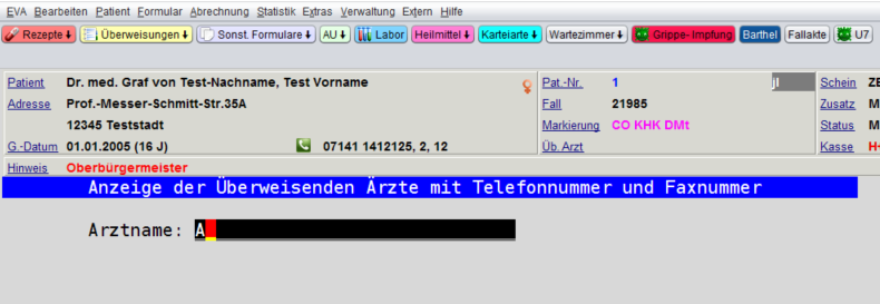 Arztsuche Überweisender Arzt Praxissoftware Telefonnummern Workflow Praxisablauf