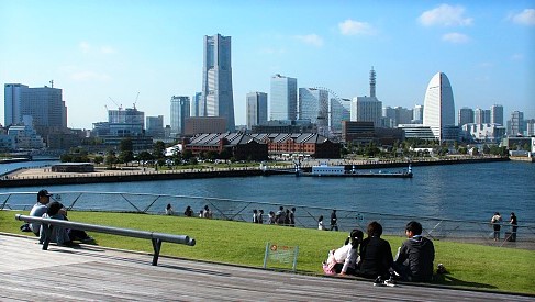 The Minato Mirai skyline, seen from Osanbashi Pier