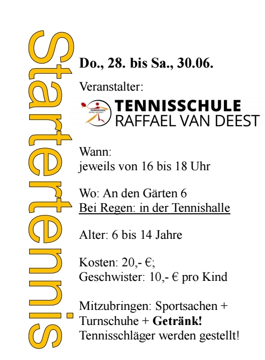 Tennisschule Raffael van Deest Ferienpassaktion