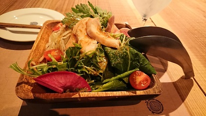 阿波尾鶏と徳島県産野菜のサラダ