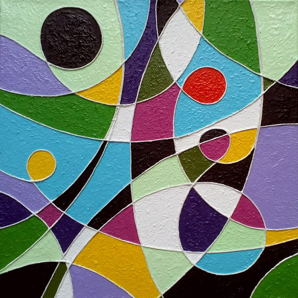 La couleur truite (2ème mouvement) – 2013 – Huile sur toile et ficelle – 20x20 cm