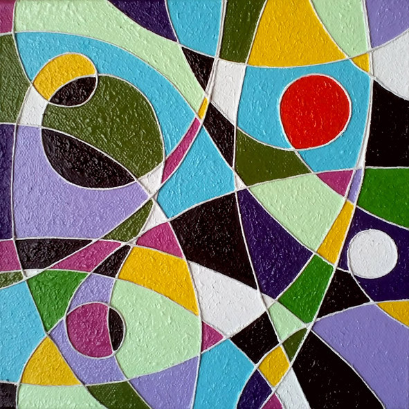 La couleur truite (1er mouvement) – 2013 – Huile sur toile et ficelle – 20x20 cm