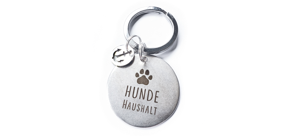 Schlüsselanhänger Hundeliebe Hundehaushalt Hund Pfote silber Metall Geschenkidee