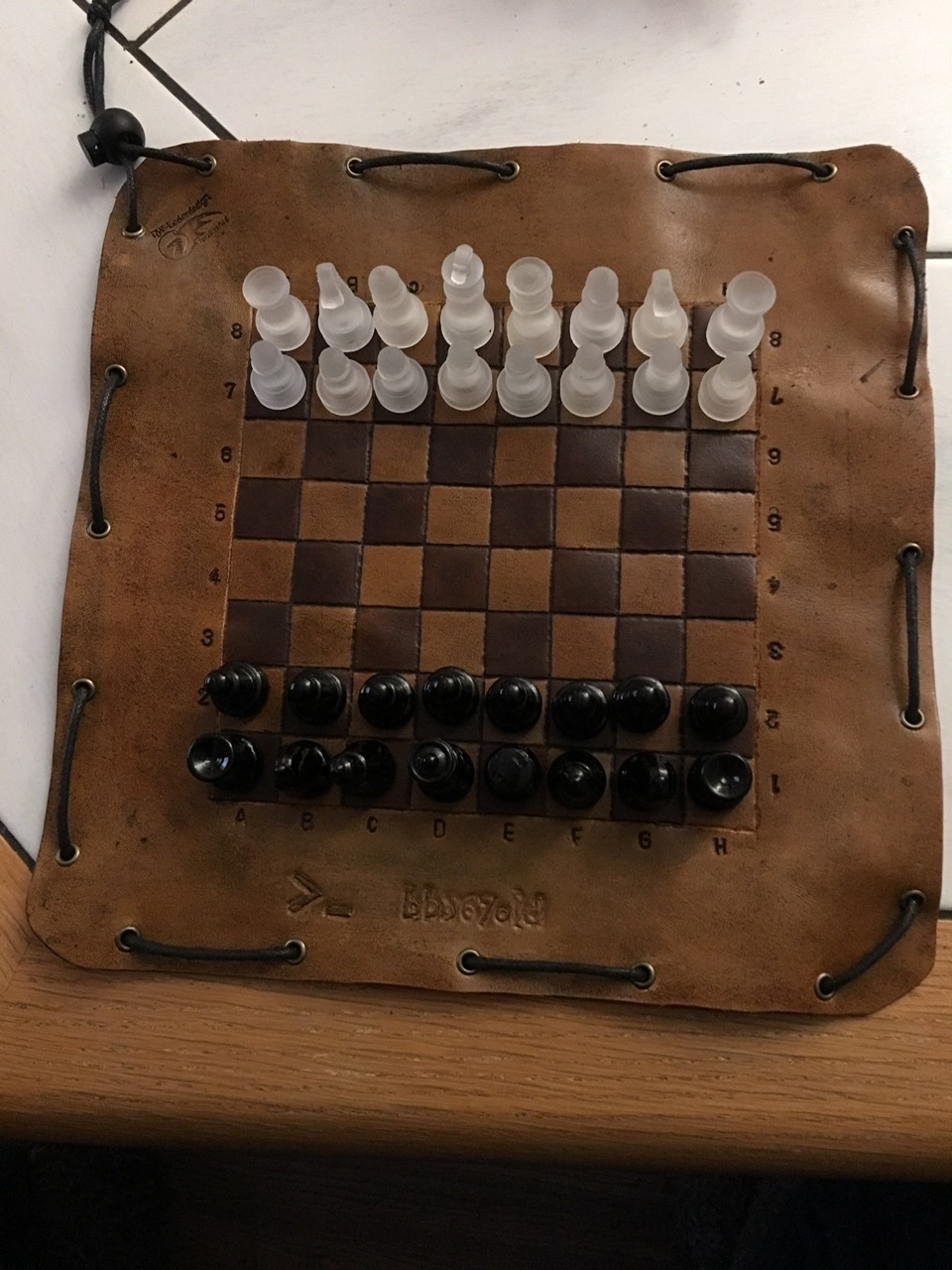 Reise Schachbrett aus Leder