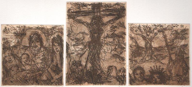 Rehfeldt, Rene, Osterdequiem - Triptichon Bucht V, Farbradierung, 2017, 23x31 cm / 90 Euro