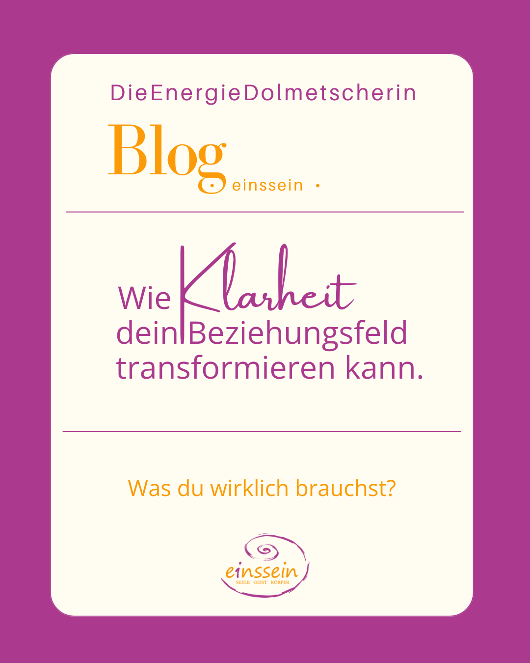 In Berührung mit dem, was du wirklich brauchst