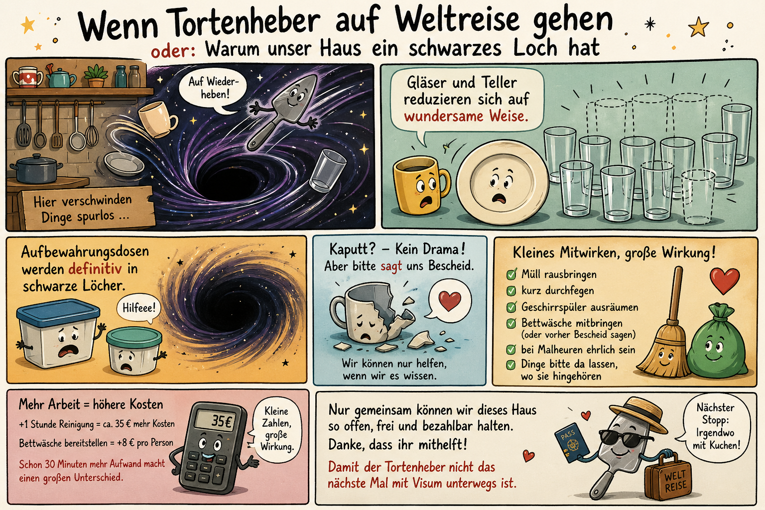 Wenn Tortenheber auf Weltreise gehen oder: Warum unser Haus ein schwarzes Loch hat