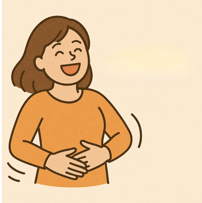 おなかを抱えて笑う