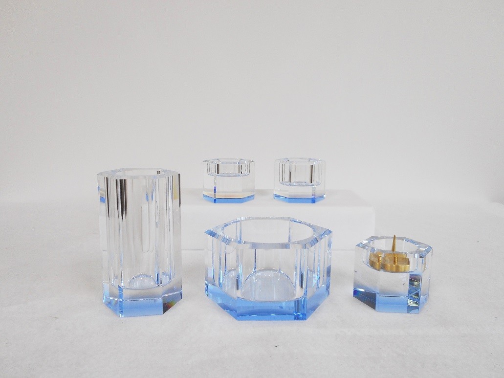 吹きガラス仏具　5具足セット　コバルト 吹きガラス仏具 5具足セット コバルト 【楽天市場】【五具足】現代仏具