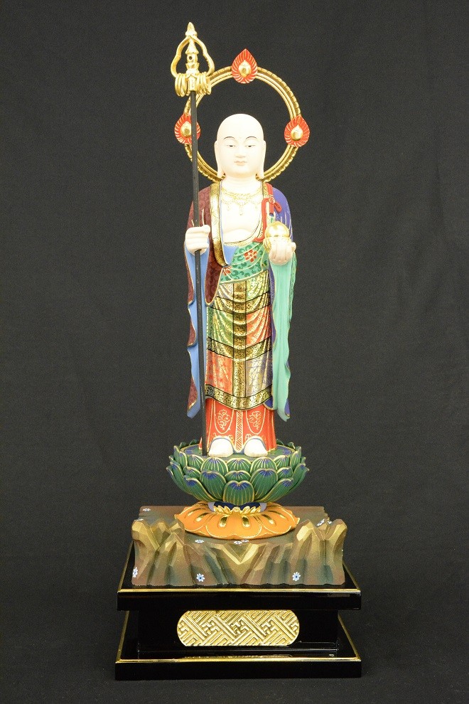 地蔵菩薩 極彩色 岩座輪光背 割寸1尺 - Web Shop 浄光