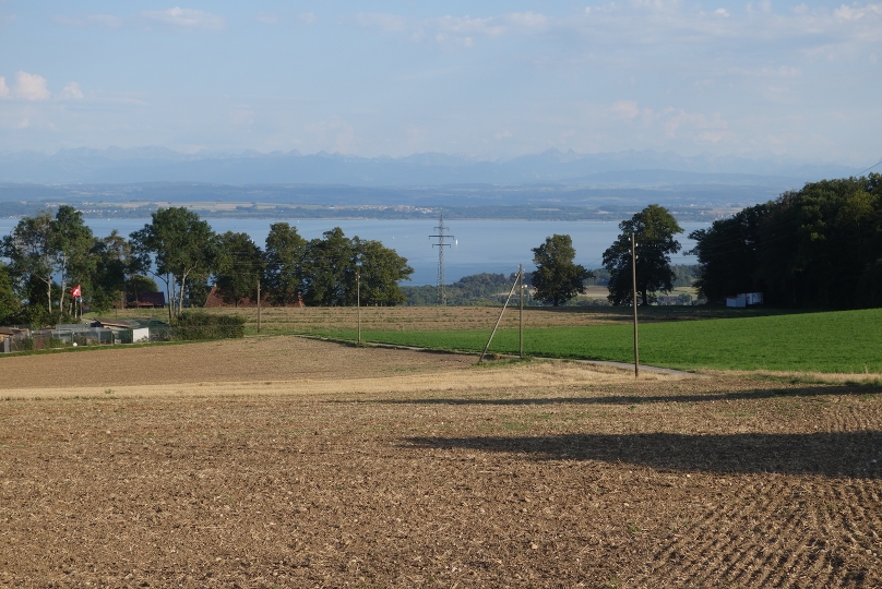 The lake of Nechatel and the alps in the bachground