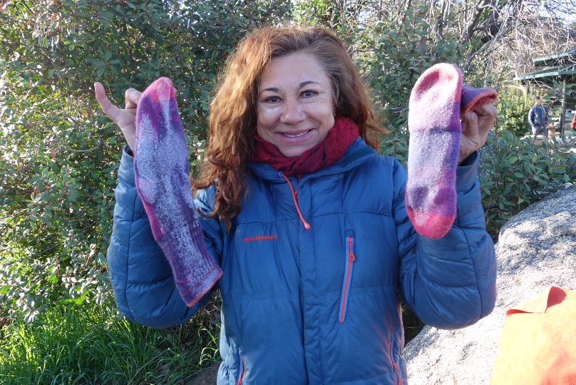 Eisige Socken nach einer kalten Nacht in Lake Morena.