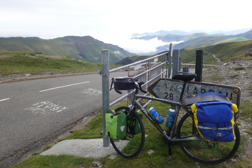 On the top of the pass and the border France-Spain looking down to France