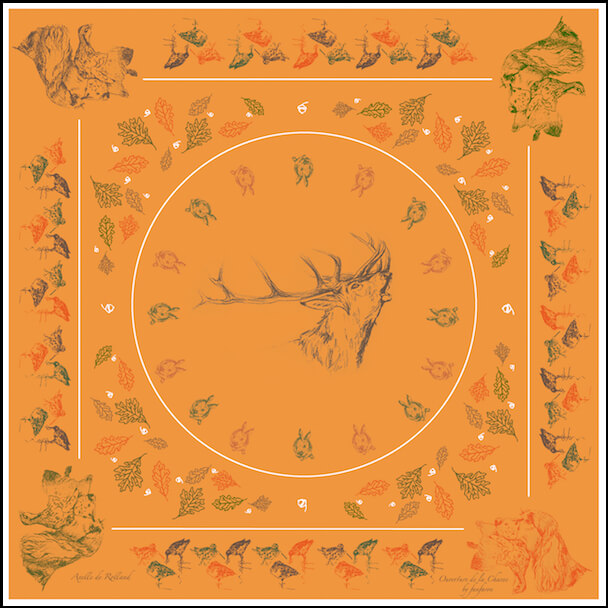 Foulard Ouverture de Chasse Carré de Soie Fanfaron Made in France