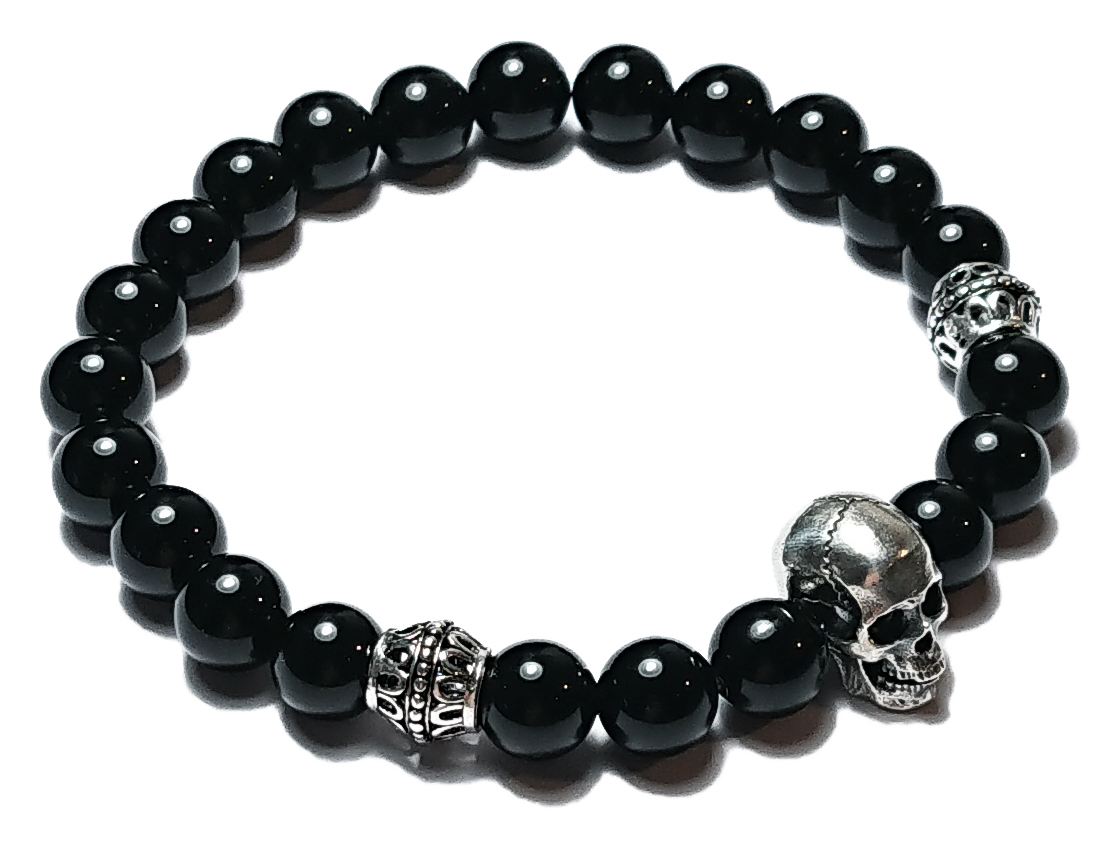 BEHERO Herren - Armband Skull (Onyx)