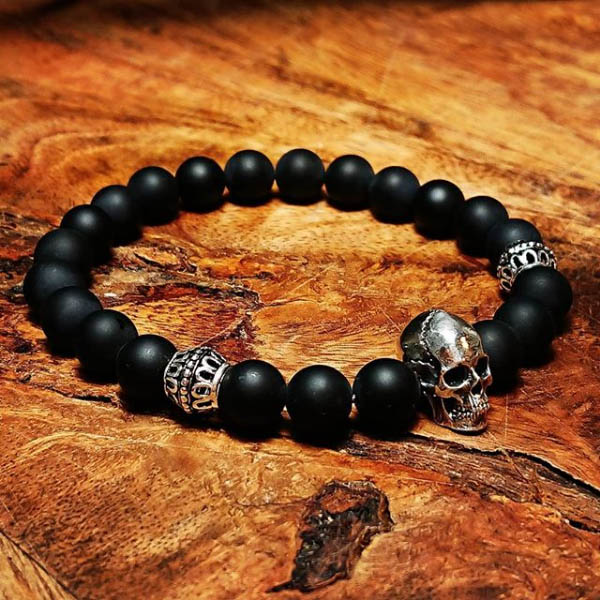 BEHERO Designer Armband Skull (matt schwarz)