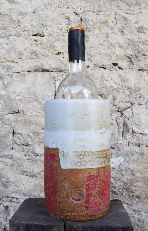 Keramik Weinkühler Literflasche, Dekor Granatapfel