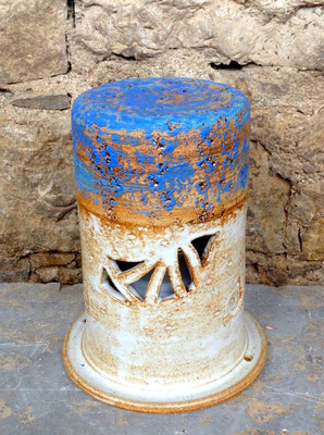 Keramik Säule als Grablicht handgemacht, DekorSantorin