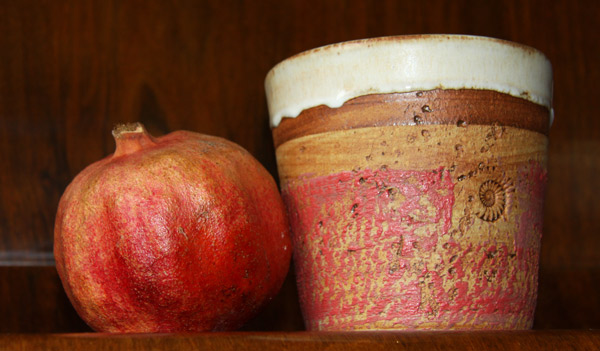 Keramik Übertopf mit Granatapfel