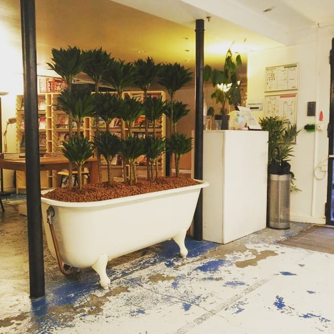Paysagiste d'intérieur: Transformation de cette baignoire en jardinière XXL pour cet espace de coworking parisien