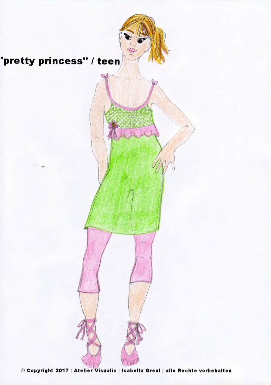Modeentwurf Homewear teen zum Thema pretty princess