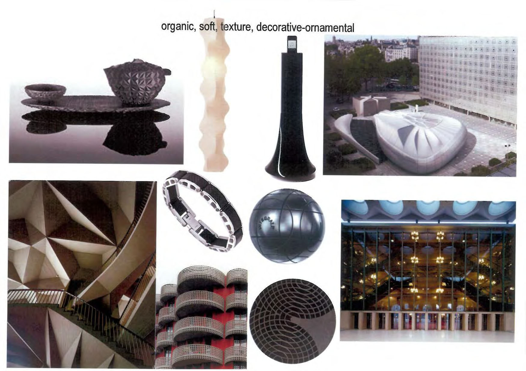 Moodboard automotive organic, soft, texture, decorative, ornamental