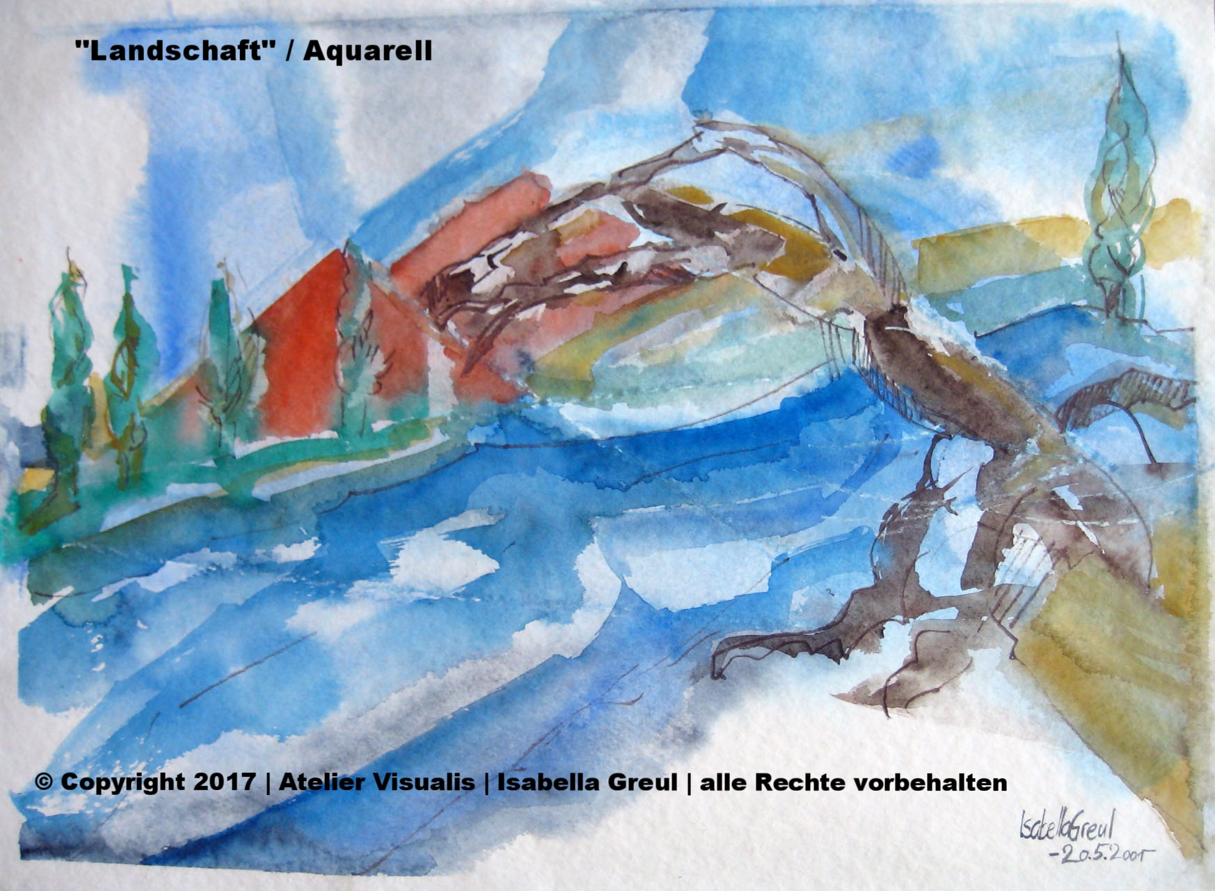 Malerei Landschaft, Aquarell