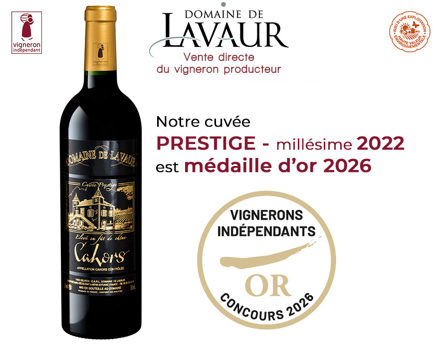 Domaine de lavaur - prestige 2002 medaille do'r 2026 - AOC Cahors.