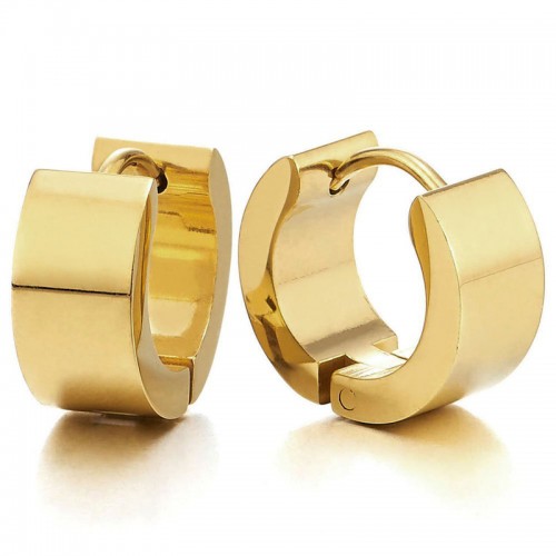 Herren Single Ohrring Klapp Creolen Gold 585 gewölbt 16 mm Gelbgold 14 karat Top Herren Single Ohrring Klapp Creolen Gold 585 gewölbt 16 mm Gelbgold 14 karat Top