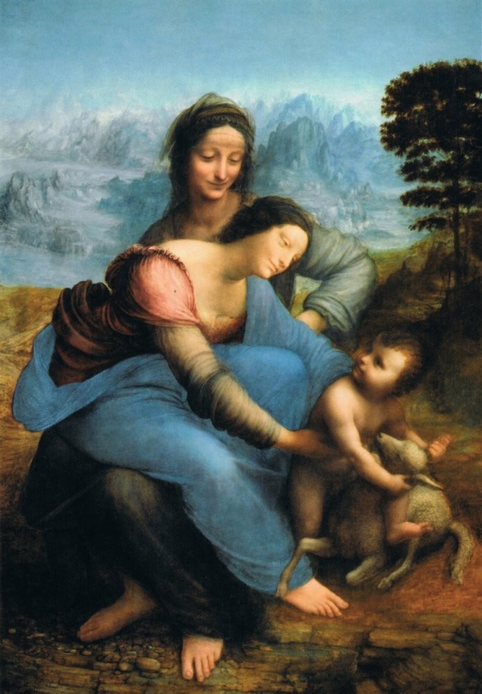 Photo de reproduction d'un tableau du Louvre de Léonard de Vinci - Sainte Anne trinité - 