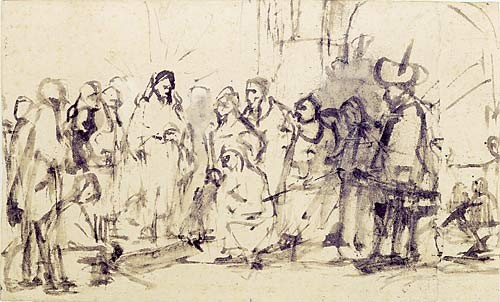 Rembrandt , Rohrfeder & Pinsel, br.Tinte laviert, graph.Smgl.Walraff-R.Mus. Köln