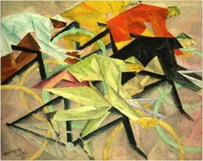 Lyonel Feininger, The bicycle race 1912 Nat.Gall.Washington, Öl/Lw. 80,3x100,3cm