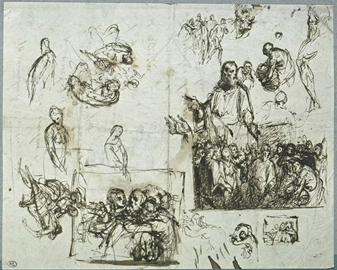 Jean François Millet (1814-1875 Barbizon) Entwurfzeichnungen, Louvre